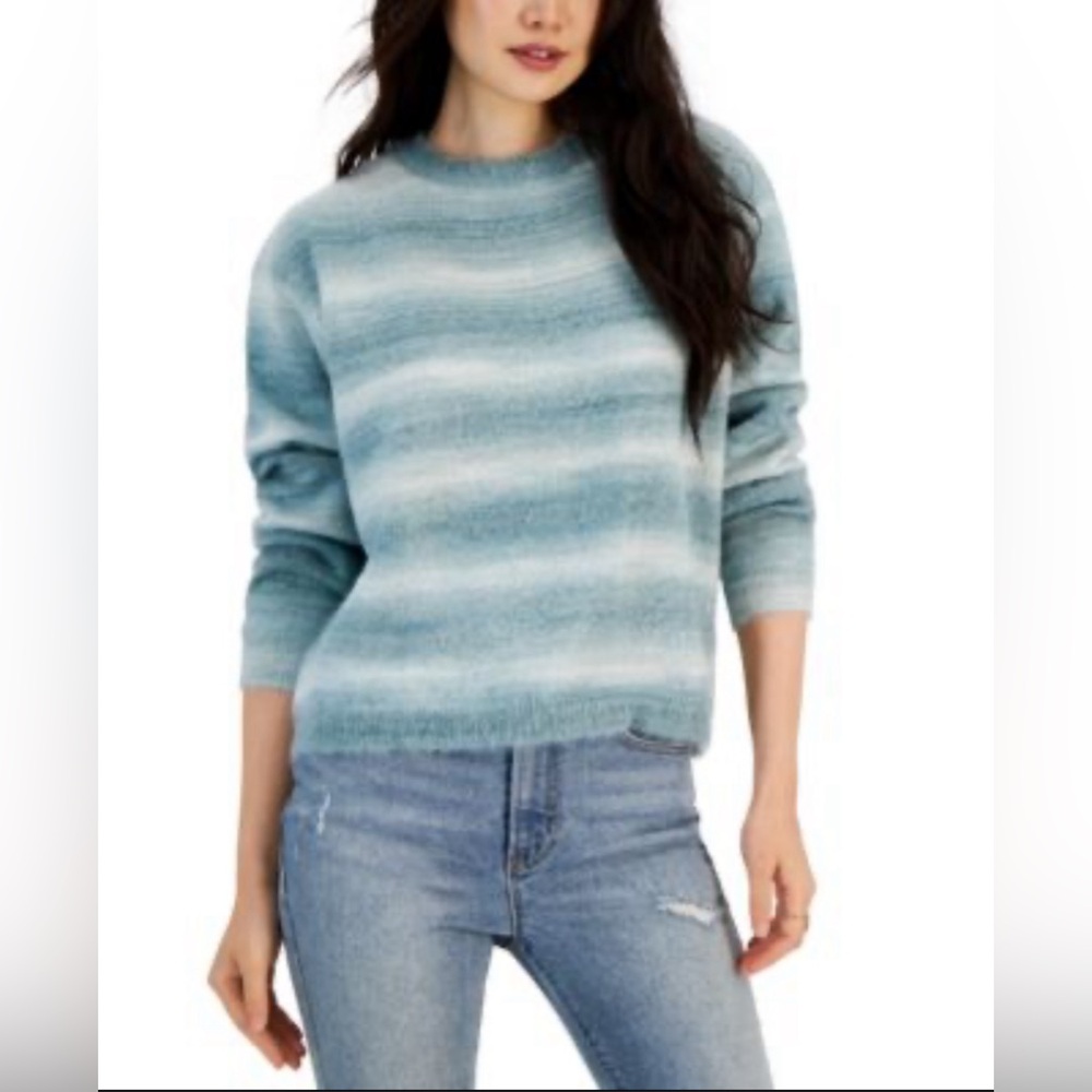 HOOKED UP OMBRÈ STRIPPED METALLICA KNIT SWEATER